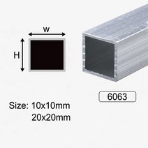 각파이프 알루미늄 사각 파이프 6063 평방 금속 알루미늄 튜브 파이프 10x1 0mm/20x20mm 맞춤형 길이 DIY, 01 10x10x150mm