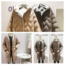 올리비아로렌 트렌디한 지그재그 퀼팅 오리털 덕다운 후드 롱 패딩 점퍼 nc청주점 vvckdxwa161