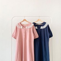 다잇템 여자 슬릿 투컬러 버튼 레이스 원피스 (8467872)