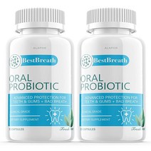 2팩 Best Breath 프로바이오틱 알약 구취를 위한 BestBreath 구강 민트 캡슐 입과 잇몸을 의 호흡 프레쉬너 정제 성인 건강 60일 분량 USA 미국, 30 Count (Pack of 2)