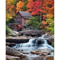 푸아이 보석십자수 캔버스형 or 패브릭형 40x50 3D 원형 오두막 가을 계곡 DIY 큐빅