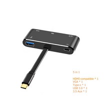 Rankman-c형 허브 4K HDMI 호환 USB C 3.0 2.0 SD TF 오디오 도크 어댑터 맥북 아이패드 삼성 S21 Dex 샤, 02 black