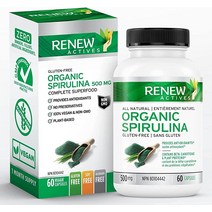 Renew Actives 맥시멈 스트렝스 스피루리나 정제 - 1회 제공량당 1000mg! 면역 체계 심장 세포 및 에너지 지원 - 항산화 물질 비타민 미네랄이 풍부합니다 60 보충
