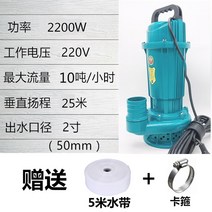 농업용양수기 농수용펌프 엔진양수기 가정용 농업 인치 대형 인치 인치 대형 흐름 잠수정 워터 하이 리프트 물고기 연못 관개, 2200와트 2인치 25미터 헤드 220v