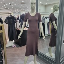 변형넥 롱 니트 원피스 (SAKO36231 브라운 블랙)