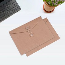단추 달린 하도메 봉투 크라프트지 서류 각 대봉투 레트로 무지 끈달린 엽서 편지 회사 등기 클래식 케이스 A4 가로 황색