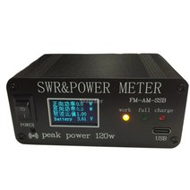 적산전력계 계량기 미터기 전자식 전력측정기 1.8mhz-50mhz 0.5w-120w swr hf 단파 정재파 측정기 swr 및 전력계 + 배터리 + oled fm am cw