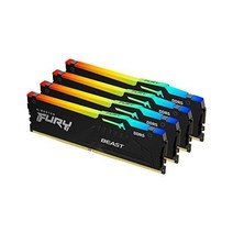 Kingston 킹스턴 테크놀로지 킹스턴 퓨리 비스트 RGB 블랙 128GB (4x32GB) 5200MT/s CL40 DDR5 XMP DIMM | 오버클럭 | 플러그 앤 플레이 |, Kit of 4_126GB | Intel XMP