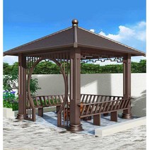 야외정자 원두막 수영장 정원 오두막 파고라 펜션, 3.4m정자(문스크린메탈커피)