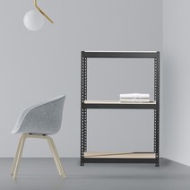 조립식선반 수납 앵글선반 3단 1100 x 300 x 1950, 블랙, 9mm 양면코팅 보드