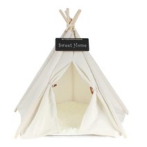 Pet Teepee 개 및 고양이 침대 - 쿠션 칠판이 있는 강아지 텐트 반려동물 집 초크 424838