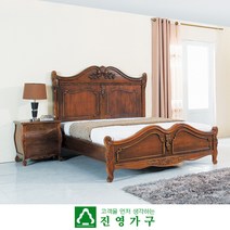 엠버 원목 엔틱 3단 협탁+킹 침대 세트-매트제외, 상세페이지 참조
