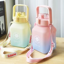_1.5L 대용량 빨대형보틀 손잡이텀블러 헬스물통 예쁜텀블러 연예인텀블러_, 핑크블루