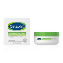CETAPHIL 리치 하이드레이팅 나이트 크림 페이스 With Hyaluronic Acid 1.7온스 건성 및 극건성 용 보습 향료 무첨가, 1.7온스(1팩)
