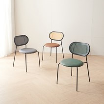 썸앤데코 데일 카페 라탄의자 미드센츄리 가죽, 데일 체어-브라운