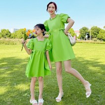 여름 퍼프 원피스 엄마와 딸 드레스