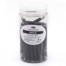 만년필입문 저가 만년필 50pcs 컬러 잉크 카트리지 세트 만년필 Jinhao 2.6mm 범용 표준 리필 편지지 사무실 학교 쓰기 F612 만년필, 검은 색