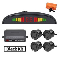 주차센서 후방감지기 차량검지기 자동차 LED 무선 주차 센서 키트 Parktronic 4 역방향 지원 백업 레이더, 01 Black
