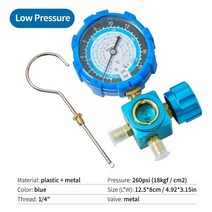 압력계 HOWHI 순수 구리 냉매 압력계 R134a/R410/R32/R22/R407C 공조 및 불소 테이블 저/고압, 01 Black