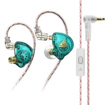 AK6 PLUS 이어 버드 유선 2Pin Bass Cellphone Earphone 휴대용 핸즈프리 피트니스 스포츠 헤드셋 블랙 (마이크 포함), Cyan with Mic
