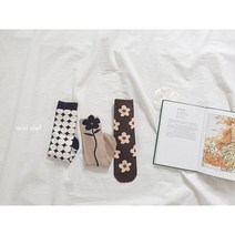 가을 겨울 무드 꽃 플라워 프린트 양말 (3ea1set)