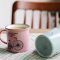 예쁜 귀여운 자전거 그림 핑크 블루 2가지 색상 손잡이 도자기 소재 머그컵, 상품선택, 퍼팃 머그_그레이그린