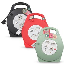 LUG 러그 10M 멀티탭 3구 USB 2포트 접지 케이블 릴선 전기연장선 코드릴 캠핑용 비상용 여행용 휴대용, 민트그린
