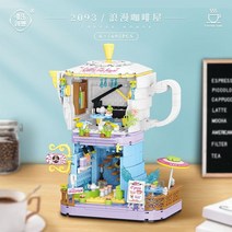 키덜트 장식용 인테리어 피규어 호환블럭 동화마을 플라워샵 컬렉션 겸용 시티 스트리트 뷰 선물, 로맨틱 카페