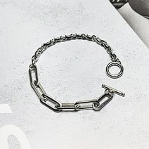 주하트 더블 믹스 체인 써지컬스틸 실버 팔찌