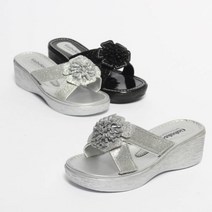 [아이슈즈] 국화 장식 펄 슬리퍼 5.5굽