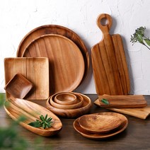 성일산업 아카시아 원목 나무 접시 우드 플레이트 그릇, 아카시아 원형볼 1호(XS)