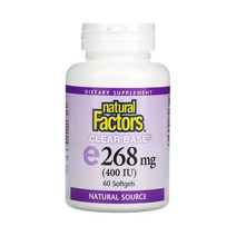내츄럴 펙터스 클리어 베이스 비타민 E 토코페롤 268 mg 400IU 60 소프트젤, 1개, 기본