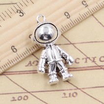 도자기인형 엔틱인형 트레이 5개 매력 3D 우주 비행사 33x17x12mm 티베트어 실버 컬러 펜던트 골동품 보석, 한개옵션0