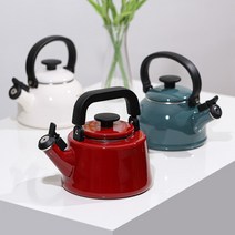 참살롱 에지리 인덕션 샤틴 휘슬 법랑 주전자, 2.1L, 와인레드