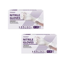 [유니랩] 니트릴 위생 장갑 40매 화이트 중형 (24cm x 12cm) x 2개, 유니랩 니트릴 장갑 화이트 중형 (40매)