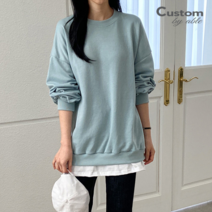 커스텀에이블 커스텀에이블 레이어드 박스 라운드 맨투맨 티셔츠_C2301TS005A