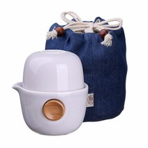 1인 일인 여행용 일롱 쾌객 품평배 차호 찻잔 티 다기 125ml 세트, 광자색 익스프레스컵+파랑색 천개