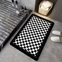 격자 욕실발매트 욕실미끄럼방지매트 욕실매트 1+1, 60cmX40cm, 네모난 흑백 격자 2P