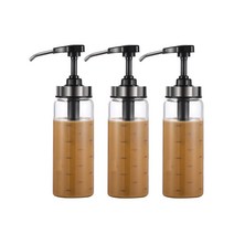 트래블앤쿡 1+1+1 내열유리 펌프 오일병 300ml 500ml 케첩 마요네즈 시럽용기, 300ml 3P