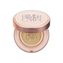 Hanskin 블레미쉬 커버 컨실러 쿠션 풀 커버리지 세미 매트 쿠션 파운데이션 케이스 SPF 50 + 가볍고 흠없는 홍조 교정 No. 21 크림/세미 매트 / 10.8g(0.