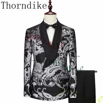 정장 남성 고급 수트 Thorndike 2022 최신 코트 디자인 맞춤형 턱시도 3 조각 블레이저 웨딩 가수 신랑 의상 옴므