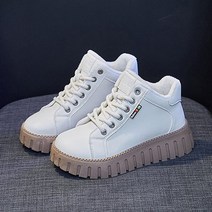 사사로이 여성 신발 하이탑 기모 벨벳 단색 방한화 보드화 4cm