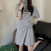 스퀘어넥 A라인 상견례 캐주얼 봄원피스 데일리 원피스 퍼프소매 하객 화이트 랩스타일 미니