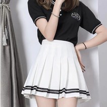 CIUUC 높은 허리 주름 치마 화려한 스트라이프 스커트 여성 2021 여름 학생 슬림 해군 아카데미 스타일 스커트 가을과 겨울