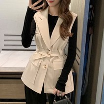 슬림핏 여성 정장 조끼 스트랩 봄 가을 오피스룩U08