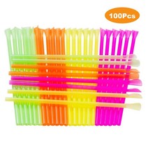 슬러시메이커 100pcs 플라스틱 빨대 마시는 빨대 숟가락 바 펍 슬러시 빨대 생일 축하 파티 용품 이중 목적 특종 빨대, a