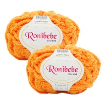 필립섬유 로니베베 뜨개실 80g x 2p, 37 밝은주황, 76m