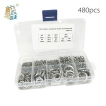 시메가위스테인레스 스틸 블랙 탄소강 잠금 와셔 세트 스프링 어소트먼트, 01 M2-M12(480pcs)