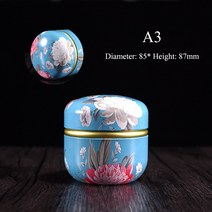차보관 다도 가정용 밀봉 차 포장 상자휴대용 식 꽃차둥근 작은 주석 용기차 캐디, 08 A3, 1개