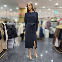 [에고이스트] 벨티드 언발 슬릿 니트 원피스 EM4KO062